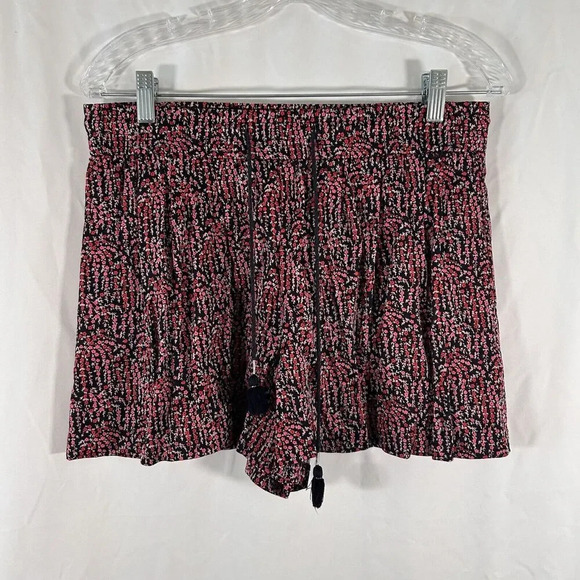 Ann Taylor Loft Shorts Women's Small Pink Red Floral Print Drawstring Pull on - Picture 1 of 7